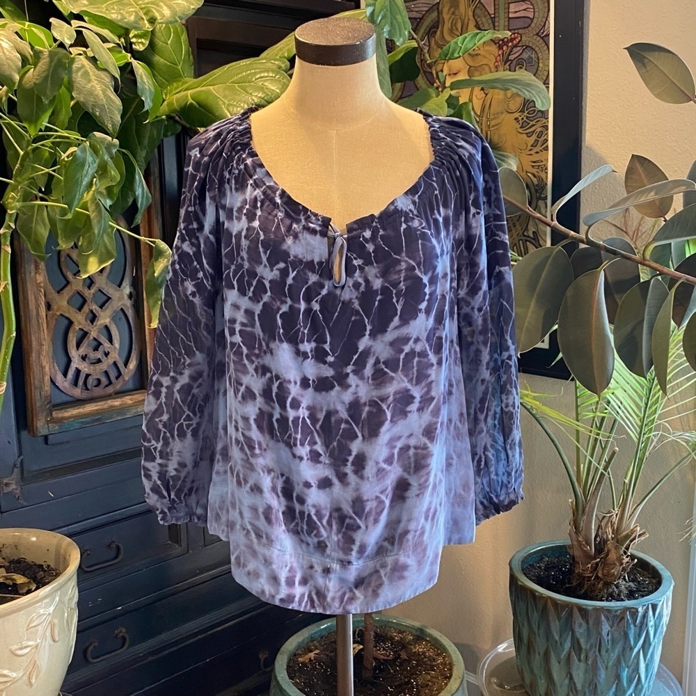 Revolve Gypsy 05 Midnight Indigo Silk Peasant Top